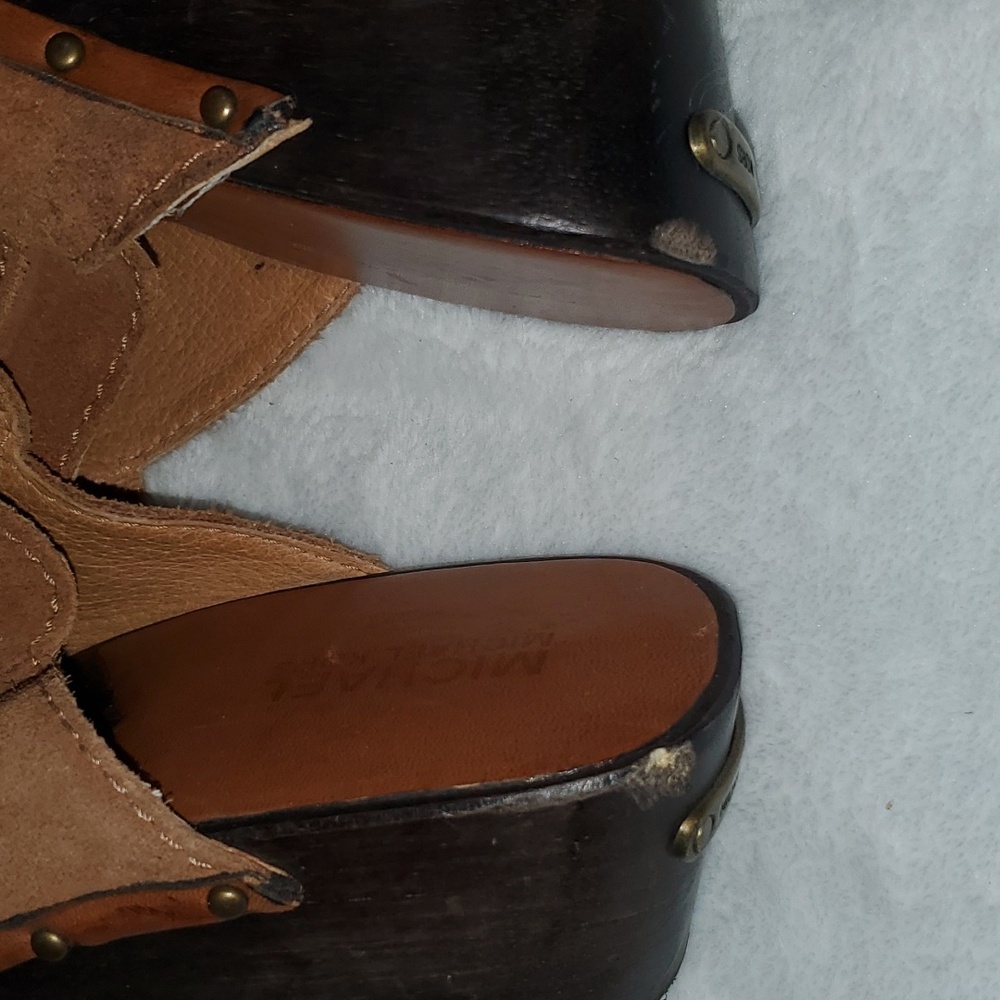 Michael Kors Rye Fringed Suede Studded Platform Clogs Size 8 - Picture 10 of 12